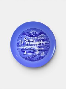 Vintage Seattle Monochrome Blue Collector Ceramic Plate